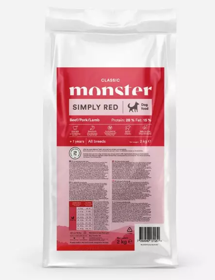 Monster Dog Classic Simply Red Beef/Pork/Lamb 2 kg - Monster kuivaruoat koiralle - 5590 - 1