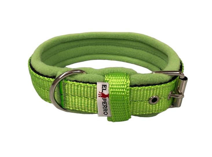 EL PERRO Solkipanta fleecellä kapea lime 50 cm - Koiran tekstiilipannat - 4800 - 1