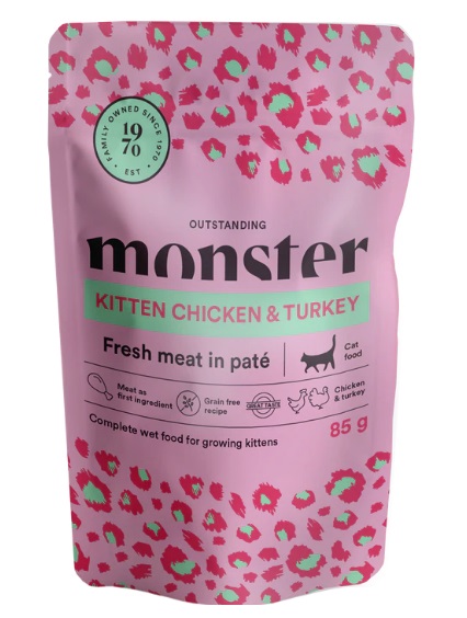 Monster Kitten kana & kalkkuna 85 g - Monster märkäruoat kissalle - 1600 - 1