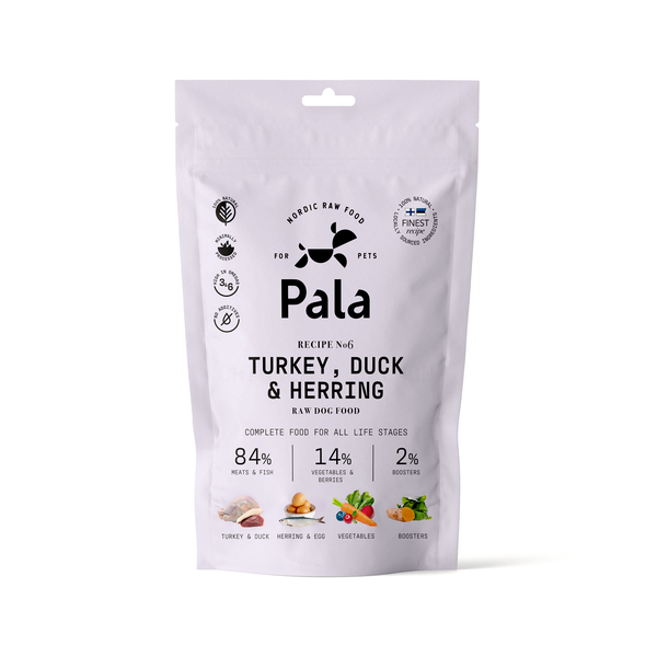 Pala Turkey, Duck & Herring - Kalkkuna, Ankka & Silli täysravinto 100 g - Pala Petfoods - 3290 - 1
