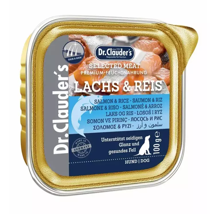 Dr. Clauder's Hair & Skin lohi & riisi koiran märkäruoka 100 g - Dr. Clauder's - 2610 - 1