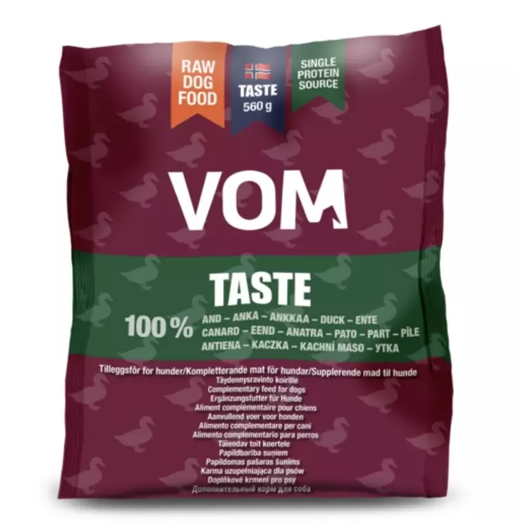 VOM Taste Ankka koiran täysravinto raakaruokapullat 560 g - VOM raakaruoat koirille - 2910 - 1