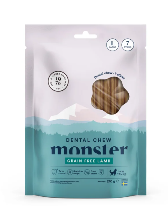 Monster Dog Dental Chew Grain Free Lamb L hammaspurutikku suurille koirille 7 kpl - Muut puruluut - 6010 - 1