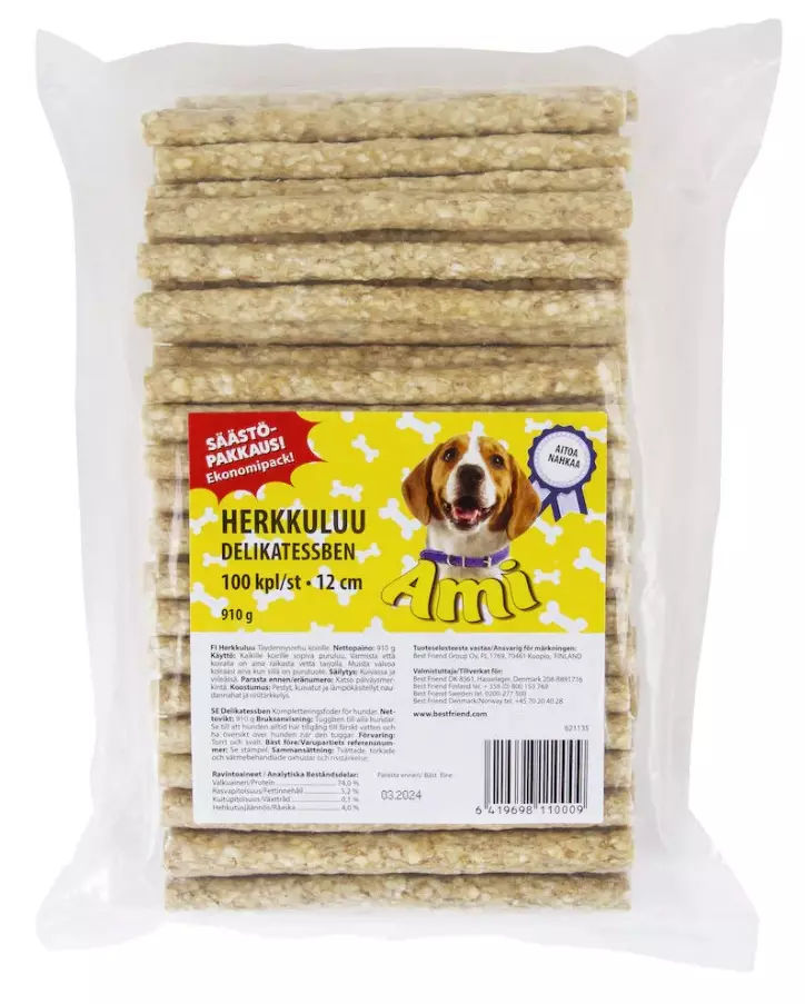 Ami herkkuluupuikko koirille 100 kpl 910 g - Nahkaluut - 5520 - 1