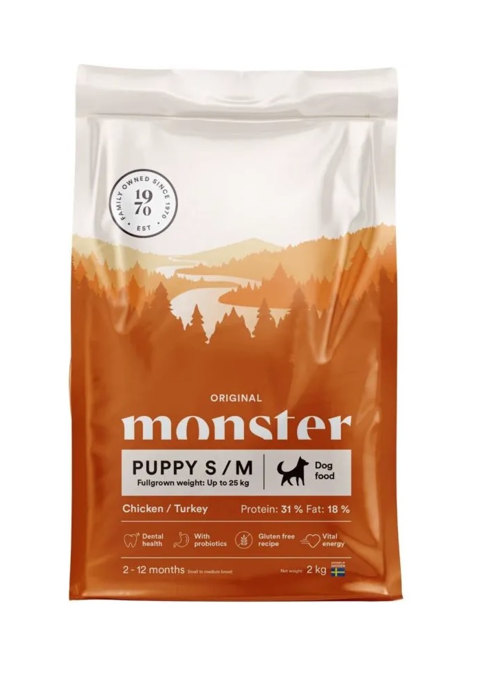 Monster Dog Original Puppy S/M Chicken/turkey koiran kuivaruoka 2 kg - Monster kuivaruoat koiralle - 3111 - 1