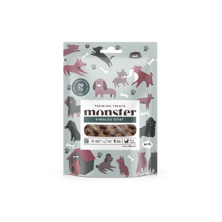 Monster Dog Training Treats Singles vuohi makupalat koiralle 100 g - Koulutusherkut - 4381 - 1