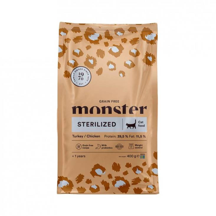 Monster Grain Free Sterilized Chicken/turkey 400 g - Monster kuivaruoat kissoille - 3071 - 1