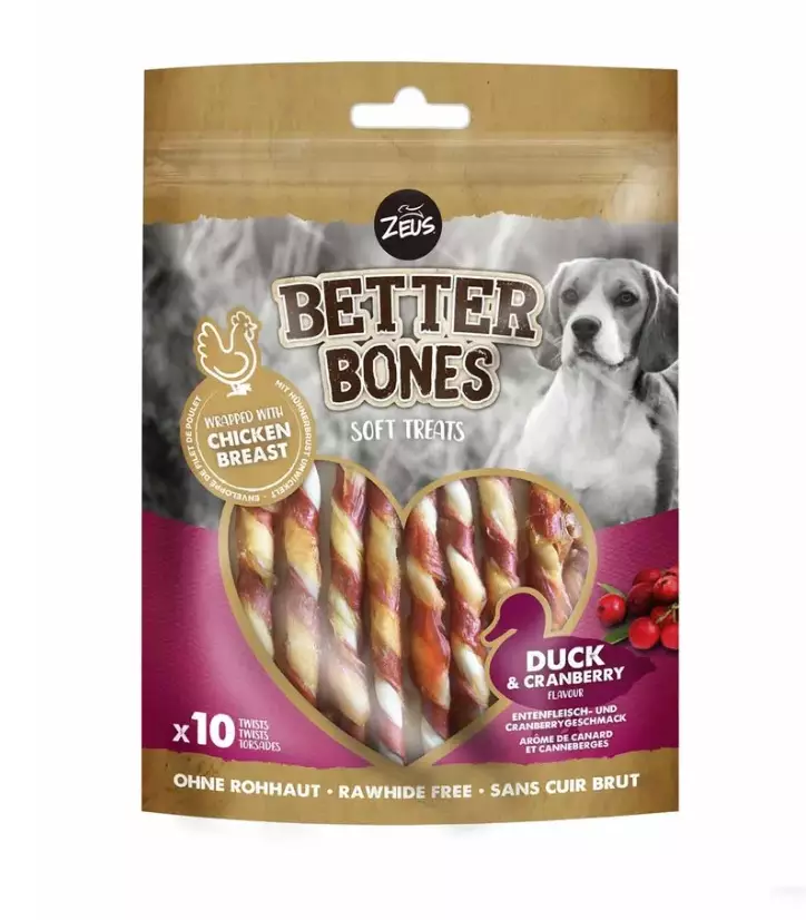 Zoe Better Bones Duck Twist pehmeät koiran herkkutikut kanalla & ankalla 10 kpl - Muut puruluut - 5621 - 1