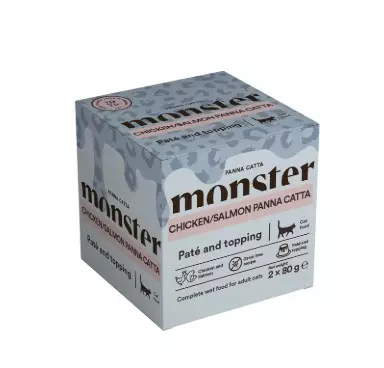 Monster Cat Chicken / Salmon Panna Catta kissan märkäruoka 2 x 80g - Monster märkäruoat kissalle - 6382 - 1