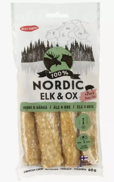 Best Friend Nordic hirvi & härkä + porsas rouheluu 4 kpl - Nahkaluut - 2272 - 1