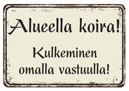 Varoituskyltti A5 Alueella koira! - Varoituskyltit - 3993 - 1
