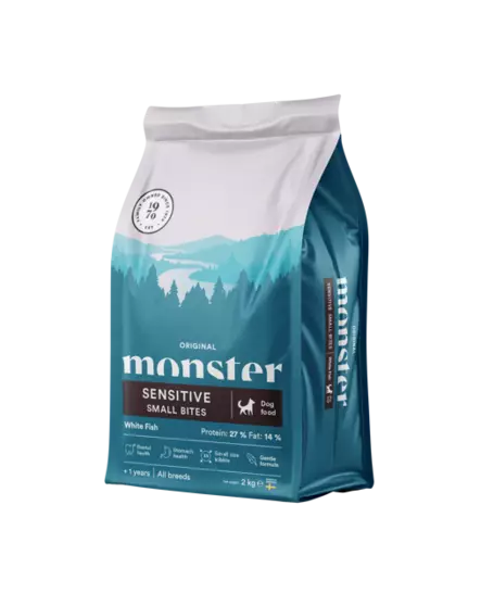 Monster Original Adult Sensitive White Fish Small Bites koiran kuivaruoka pienille koirille 2 kg - Monster kuivaruoat koiralle - 6103 - 1