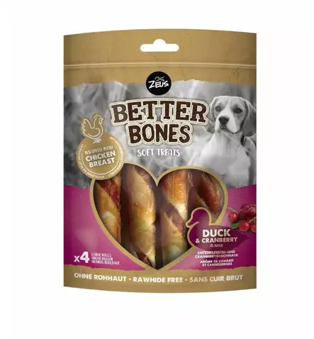 Zoe Better Bones Duck Wrapped pehmeät koiran herkkuluut kanalla & ankalla 4 kpl - Muut puruluut - 5623 - 1