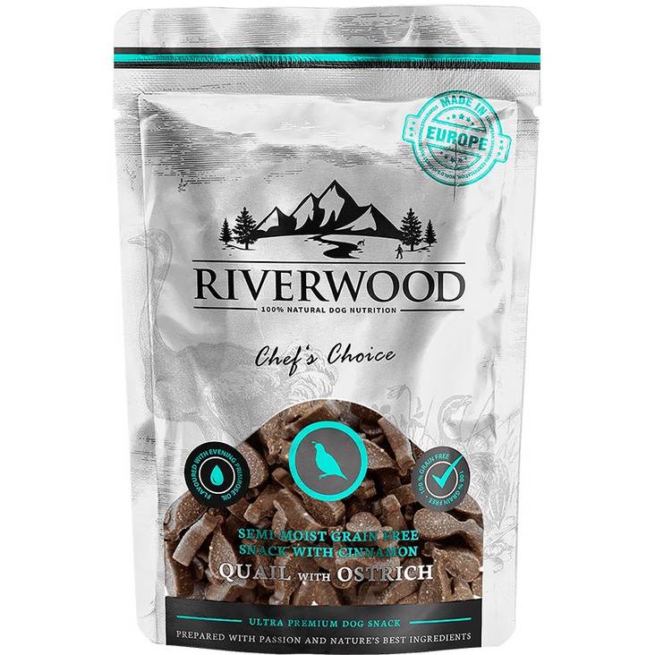 Riverwood Viiriäinen & strutsi makupalat 200 g - Koulutusherkut - 1663 - 1