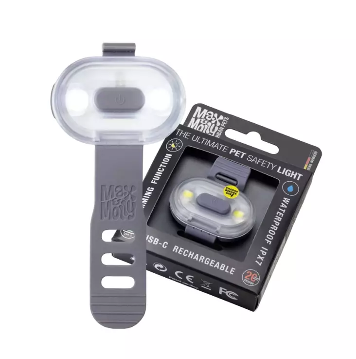 Max & Molly Matrix 2.0 Ultra LED Safety Light huomiovalo harmaa - Koiran huomiovalot - 5383 - 1