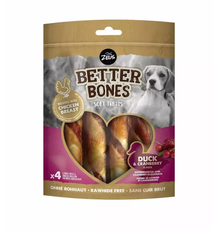 Zoe Better Bones Duck Wrapped pehmeät koiran herkkuluut kanalla & ankalla 4 kpl - Muut puruluut - 5623 - 1