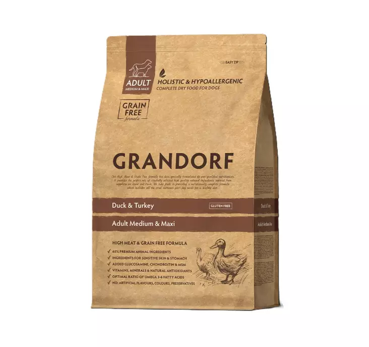 Grandorf Adult Med & Max Duck & Turkey koiran kuivaruoka 3 kg - Grandorf - 6363 - 1