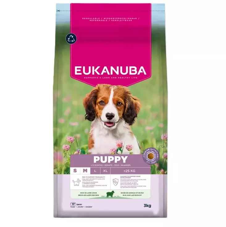 Eukanuba Puppy S/M Lamb & Rice 3 kg - Eukanuba kuivaruoat koiralle - 6203 - 1