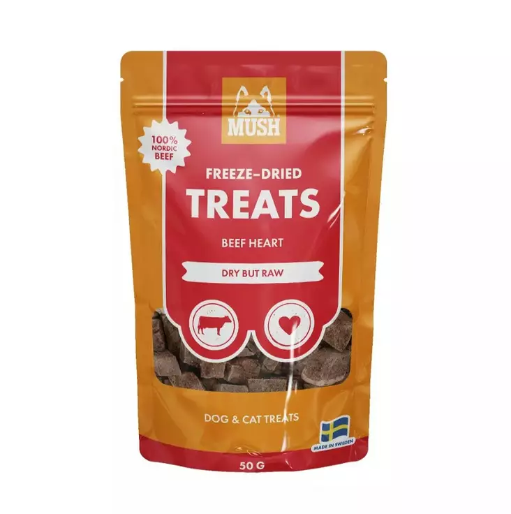 Mush Freeze-Dried Treat beef heart - pakastekuivattu naudansydän 50 g - Koulutusherkut - 3553 - 1