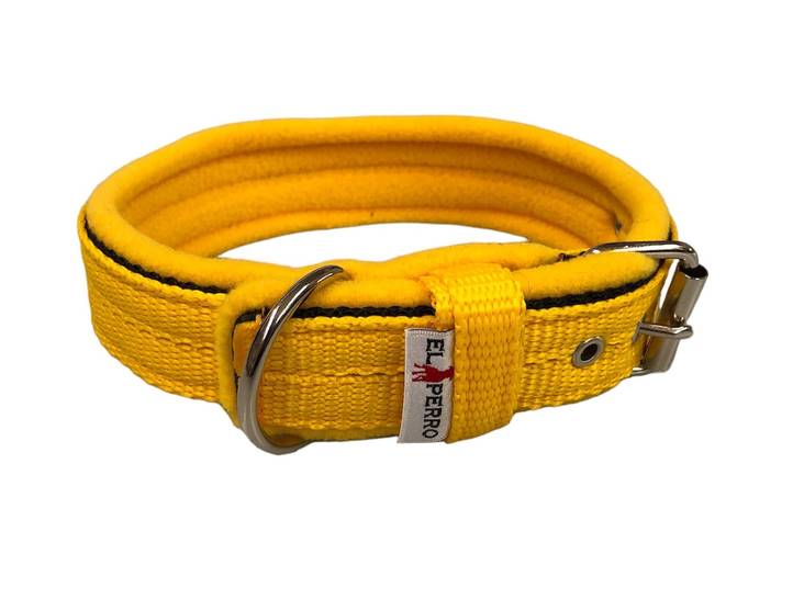 EL PERRO Solkipanta fleecellä kapea keltainen 50 cm - Koiran tekstiilipannat - 4524 - 1