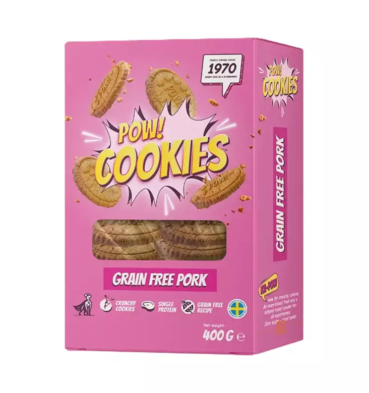 POW! Dog Cookies Grain Free Pork viljattomat koirankeksit 400 g - Koirankeksit - 2974 - 1