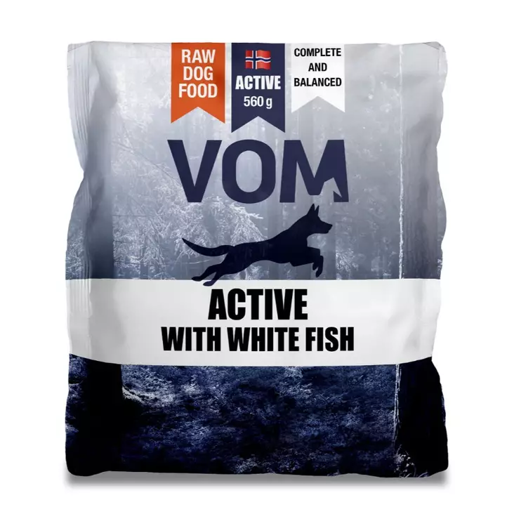 VOM Active valkoinen kala koiran täysravinto raakaruokapullat 560 g - VOM raakaruoat koirille - 5614 - 1