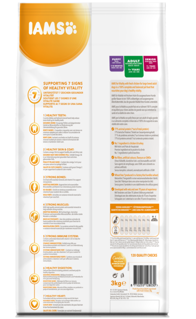 Iams For Vitality koiranruoka isoille koirille kana 12 kg - Iams kuivaruoat koiralle - 3185 - 2