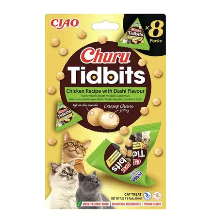 Churu Cat Tidbits Chicken with Dashi kissan makupalat kanalla 8 x 12 g - Makupalat ja herkut - 5635 - 1