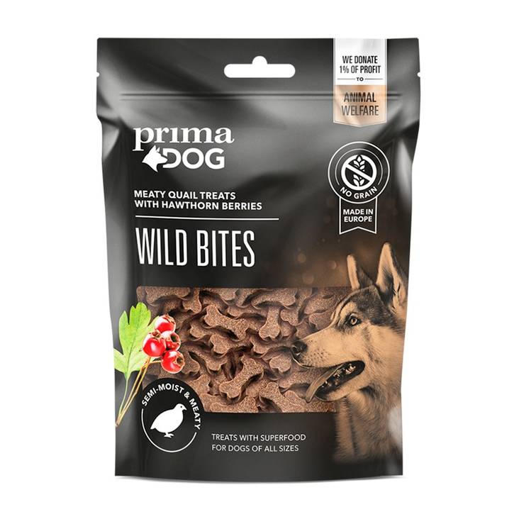 PrimaDog Wild Bites Viiriäinen & orapihlaja 150 g - Koulutusherkut - 3645 - 1