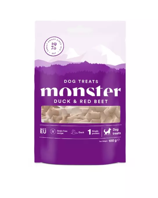 Monster Treats Duck & Red Beet viljattomat koiran makupalat 100 g - Koulutusherkut - 6275 - 1