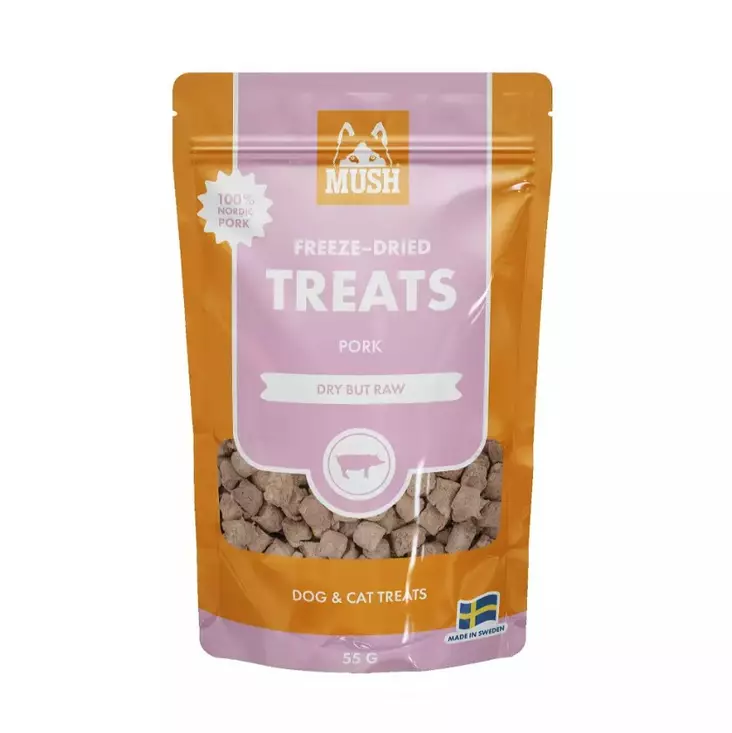 Mush Freeze-Dried Treat pork - pakastekuivattu possu 55 g - Koulutusherkut - 3485 - 1
