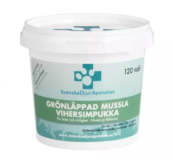 Svenska DjurApoteket Greenlipped mussel vihersimpukka 120 tbl - Vitamiinilisät koiralle - 5655 - 1