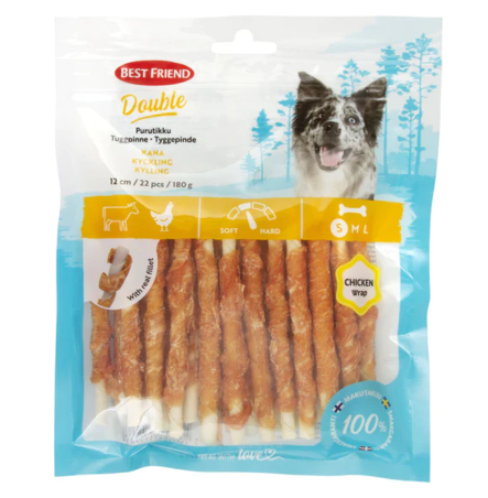 Best Friend Double purutikku kana 22 kpl 180 g - Nahkaluut - 4276 - 1