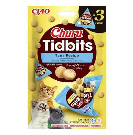 Churu Cat Tidbits Tuna kissan makupalat kanalla & tonnikalalla 3 x 12 g - Makupalat ja herkut - 5636 - 1