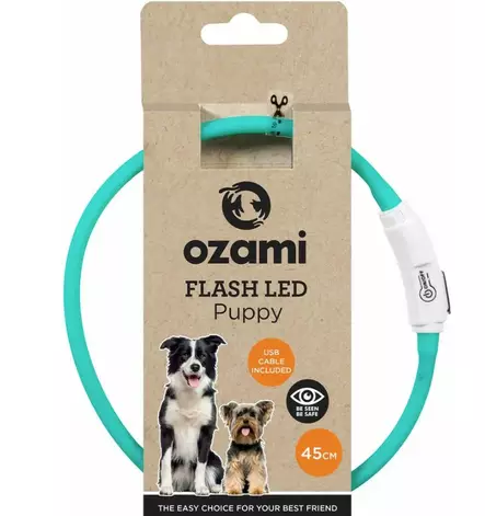 Ozami Flash LED Puppy valopanta koiranpennuille turkoosi - Koiran valopannat - 6516 - 1