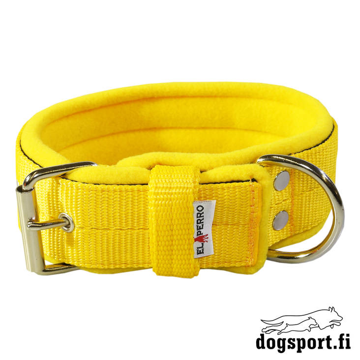 EL PERRO Solkipanta fleecellä leveä keltainen 55 cm - Koiran tekstiilipannat - 2036 - 1