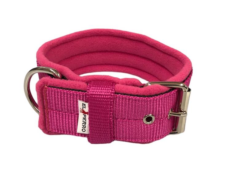 EL PERRO Solkipanta fleecellä leveä pinkki 55 cm - Koiran tekstiilipannat - 4526 - 1