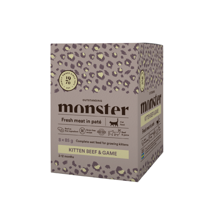 Monster Cat Kitten Nauta & riista kissan märkäruoka 1 x 85 g - Monster märkäruoat kissalle - 4386 - 1