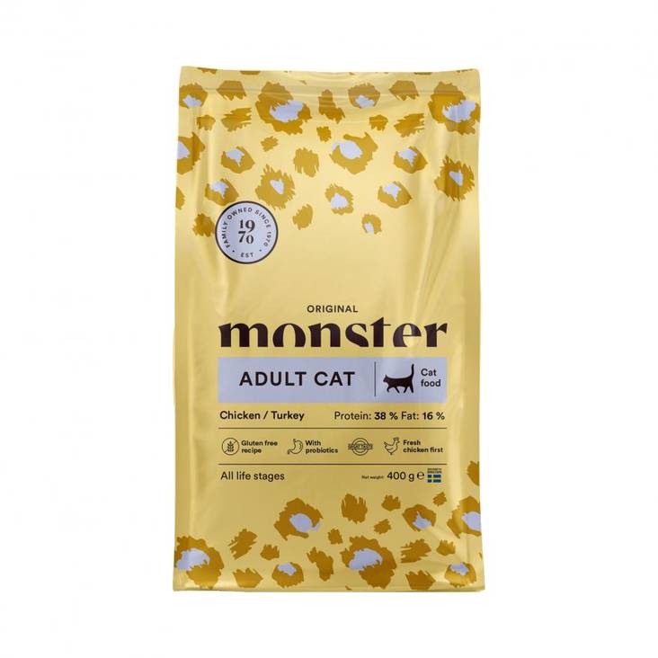 Monster Original Adult Cat Chicken/turkey 400 g - Monster kuivaruoat kissoille - 3066 - 1