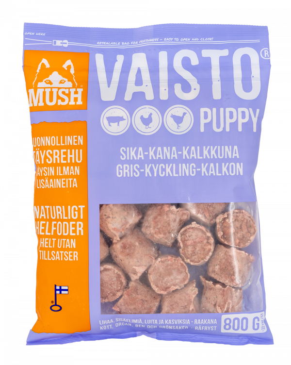 Mush Vaisto Puppy Vaaleanliila sika-kana-kalkkuna 800 g - Mush - 3196 - 1