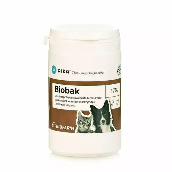 AIKA Biobak maitohappobakteerivalmiste koirille ja kissoille 175 g - Koiran maitohappobakteerit - 2516 - 1
