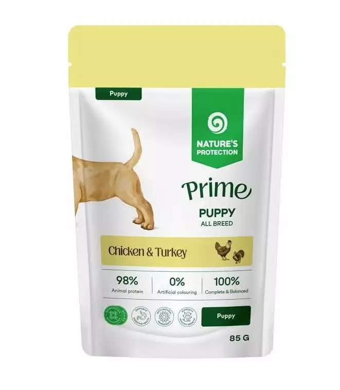 Superior Care Prime Puppy All Breed kana & kalkkuna koiranpennun märkäruoka 85 g - Nature's Protection - 6226 - 1