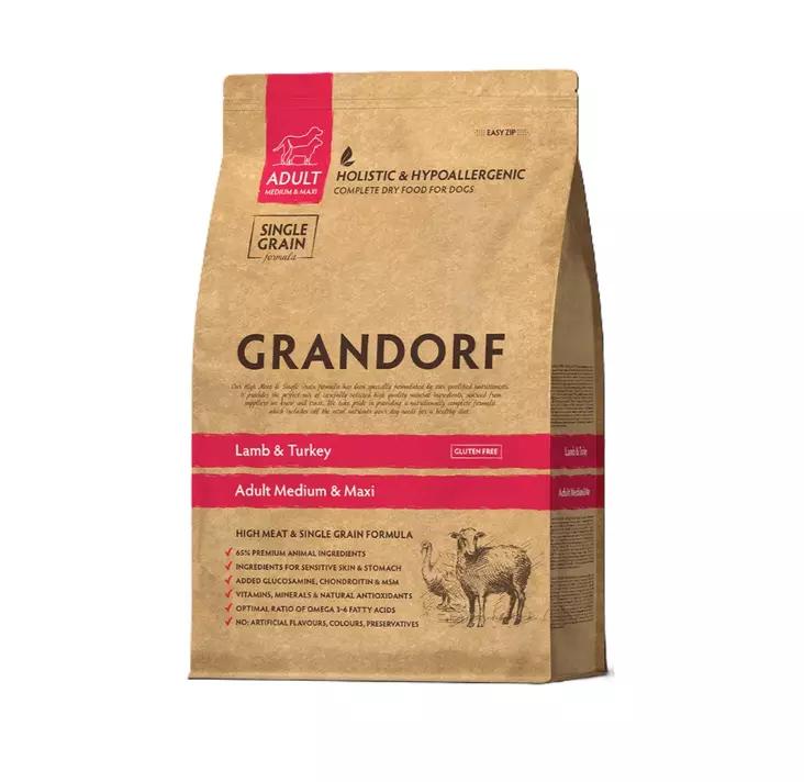 Grandorf Adult Med&Max Lamb & Turkey koiran kuivaruoka 3kg - Grandorf - 6366 - 1