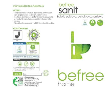 Befree Sanit WC-puhdistusaine 750 ml - Puhdistusaineet - 3457 - 2