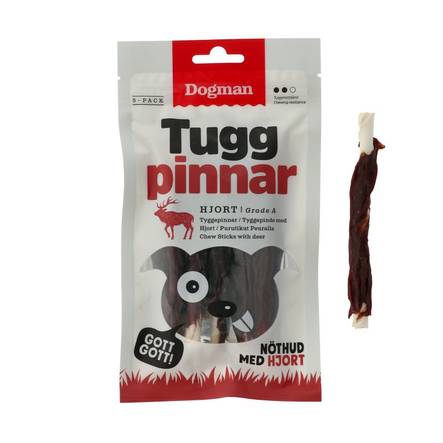 Dogman Tugg pinnar purutikut peuralla 12,5 cm, 5 kpl - Nahkaluut - 3137 - 1