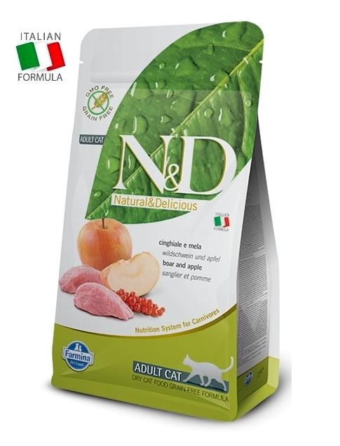 N&D Cat Adult Wild Boar & Apple 300 g - ND kuivaruoat kissalle - 3467 - 1