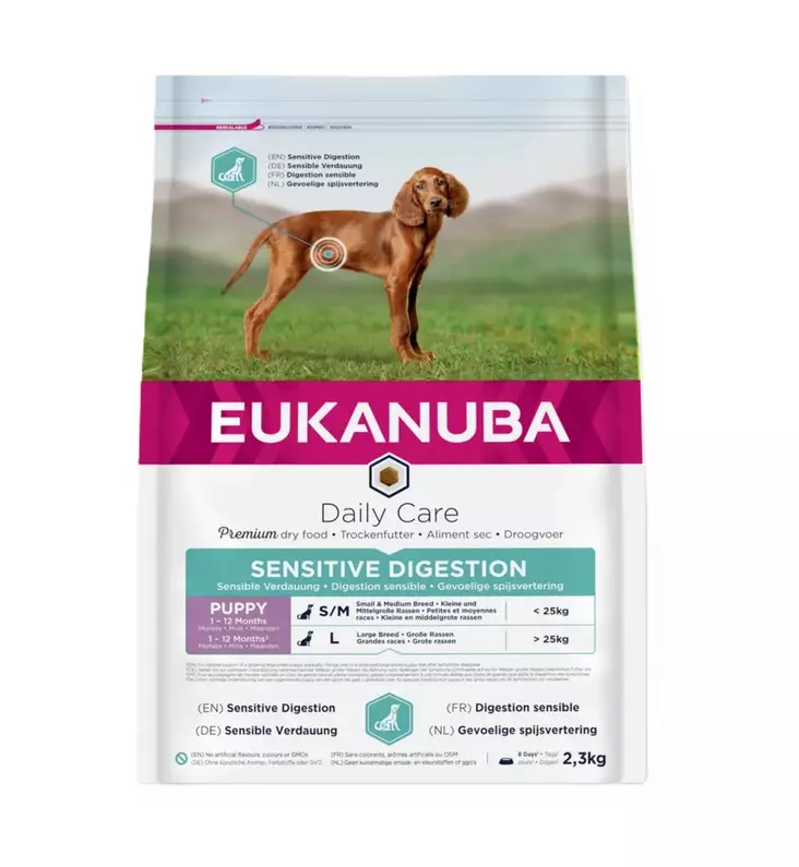Eukanuba Daily Care Sensitive Digestion Puppy All Breed koiranpennun kuivaruoka 12 kg - Eukanuba kuivaruoat koiralle - 2977 - 1