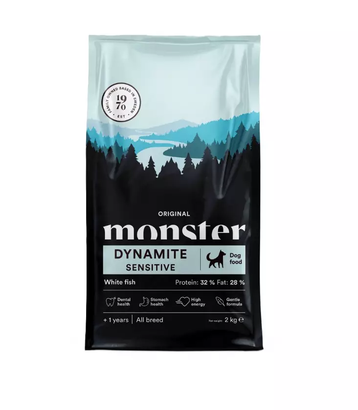 Monster Dog Original Dynamite Sensitive White Fish 12 kg - Monster kuivaruoat koiralle - 6337 - 1