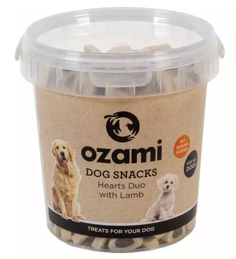 Ozami Dog Snack Hearts Duo Lamb Bucket koiran makupala 500 g - Koulutusherkut - 2727 - 1