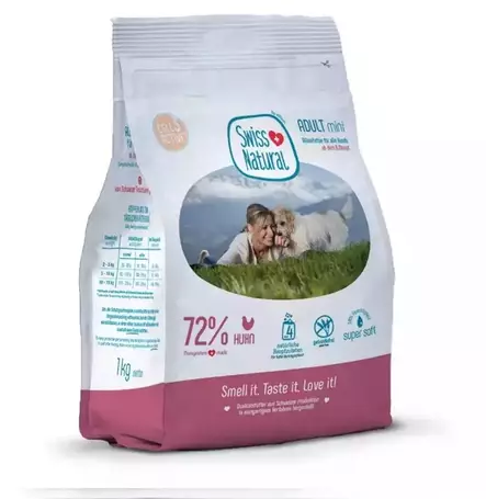 Swiss Natural Soft Adult Mini kana 1 kg koiran puolikostea täysravinto - Swiss Natural Soft - 3388 - 1